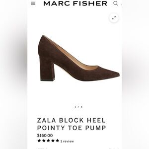 Marc Fisher zalá block heel pointy toe pump. Leather suede brown. Size 9.5